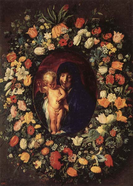 Madonna and  Child Wreathed wih Flowers